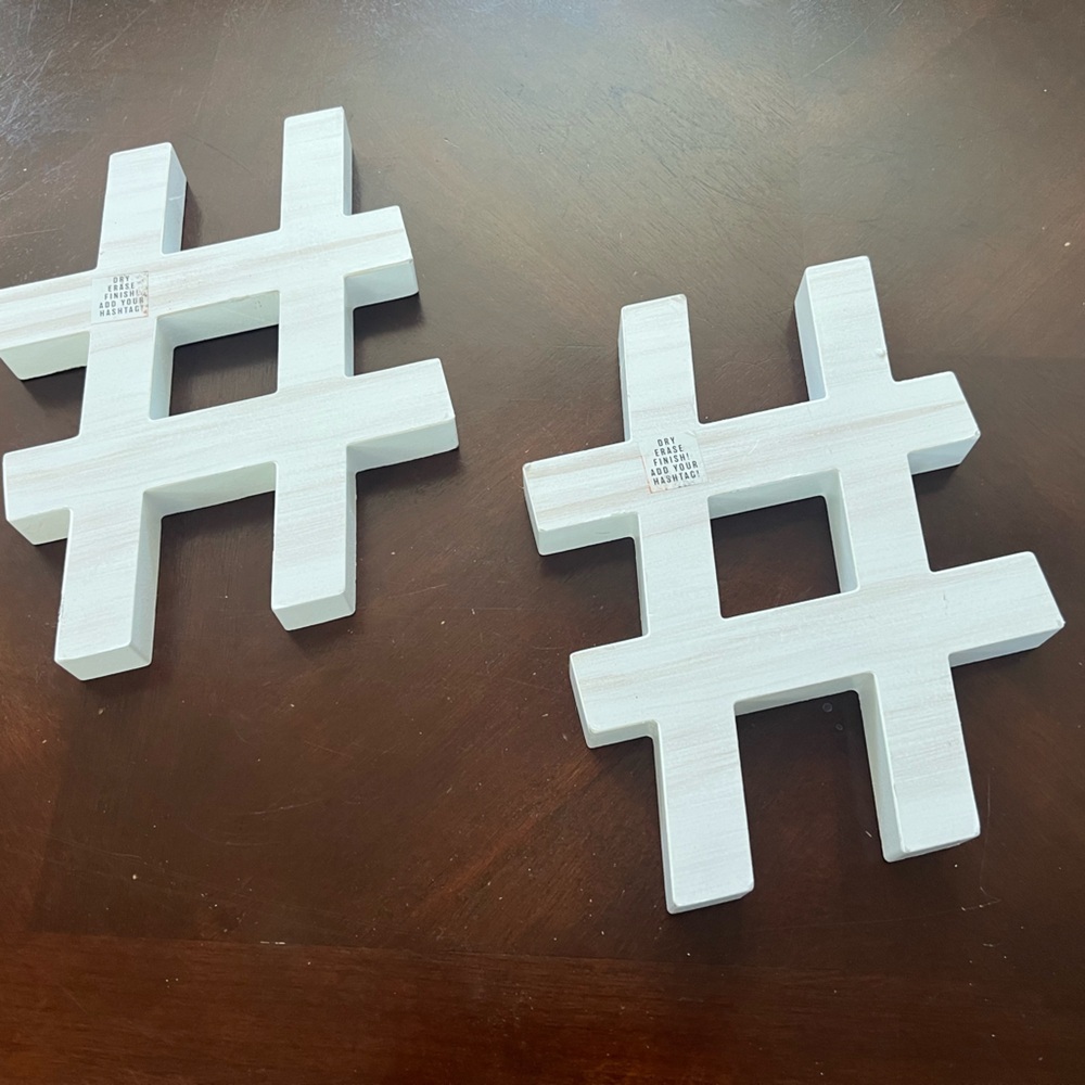 White Geometric Art Hashtag Wall Decor